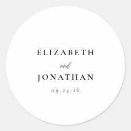 Elegant script en serif bruiloft ronde sticker