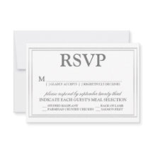 Elegant Script en Silver Border Wedding RSVP