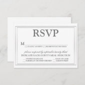 Elegant Script en Silver Border Wedding RSVP (Voorkant / Achterkant)
