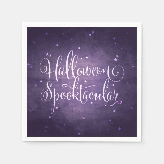 Elegant Script en Stars Paarse Gothic Halloween Servet (Voorkant)