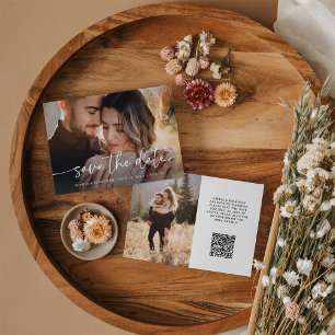 Elegant Script en twee foto's   QR-code Save The Date