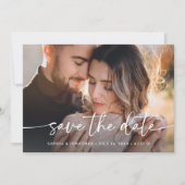 Elegant Script en twee foto's | QR-code Save The Date (Voorkant)