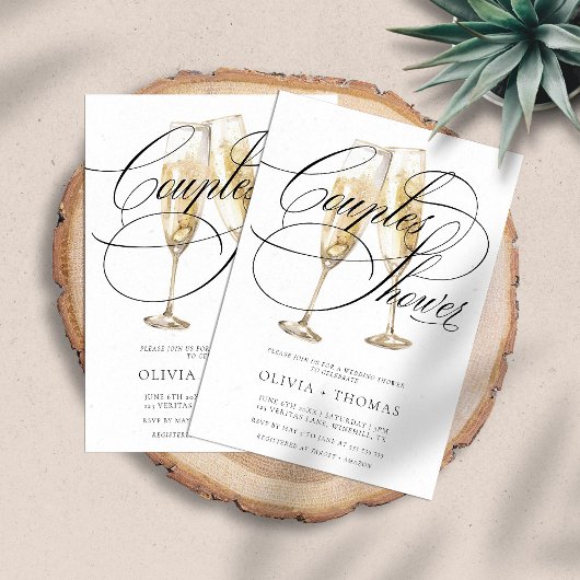 Elegant Script Engagement Party Couples Douche Kaart