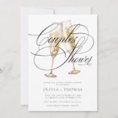 Elegant Script Engagement Party Couples Douche Kaart (Voorkant)