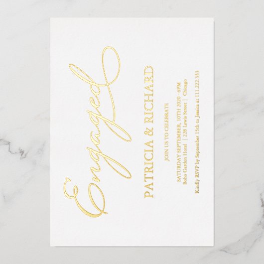 Elegant Script Engagement Party Folie Uitnodiging (Voorkant)