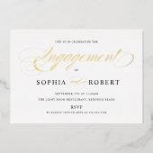 Elegant Script Engagement Party Gold Folie Uitnodiging (Voorkant)