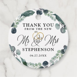 Elegant Script Eucalyptus Bruiloft Dank u Bedankjes Labels