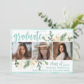 Elegant Script Eucalyptus Greenery 3 Foto Afstudee Aankondiging (Staand voorkant)