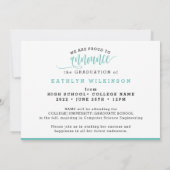 Elegant Script Eucalyptus Greenery 3 Foto Afstudee Aankondiging (Achterkant)