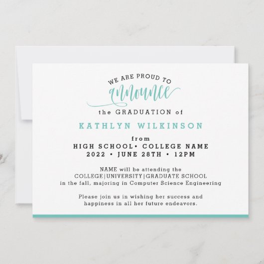 Elegant Script Eucalyptus Greenery 3 Foto Afstudee Aankondiging (Achterkant)