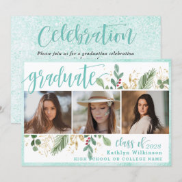 Elegant Script Eucalyptus Greenery 3 Foto Afstudee Kaart