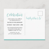 Elegant Script Eucalyptus Greenery 3 Foto Afstudee Uitnodiging Briefkaart (Achterkant)