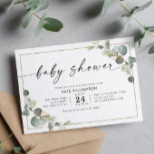 elegant script eucalyptus greenery baby shower kaart