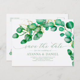 Elegant Script Eucalyptus Greenery Save the Date Briefkaart