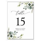 Elegant Script Eucalyptus Greenery Table Numbers Kaart (Voorkant)