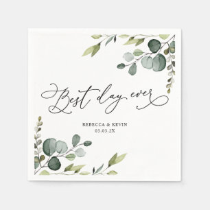 Elegant Script Eucalyptus Greenery Wedding Paper Servet