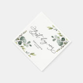 Elegant Script Eucalyptus Greenery Wedding Paper Servet (Hoek)
