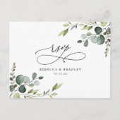 Elegant Script Eucalyptus Greenery Wedding Rsvp Briefkaart (Voorkant)