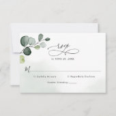 Elegant Script Eucalyptus Greenery Wedding RSVP Kaartje (Voorkant)