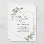 Elegant script eucalyptus lijst doop kaart (Voorkant)