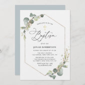 Elegant script eucalyptus lijst doop kaart (Voorkant / Achterkant)