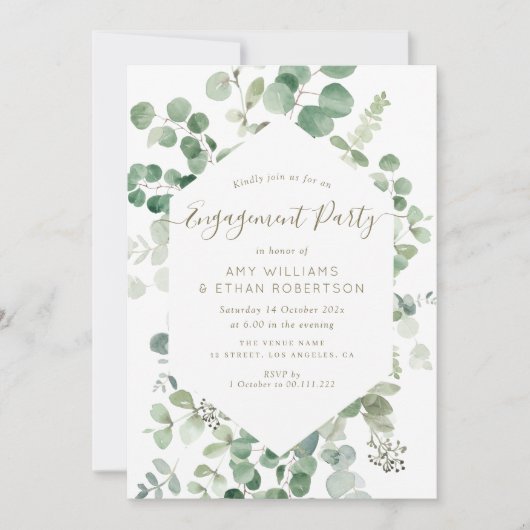 elegant script eucalyptus service party kaart (Voorkant)