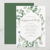 elegant script eucalyptus service party kaart (Voorkant / Achterkant)