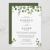 Elegant Script Eucalyptus Weddenschap Kaart (Voorkant / Achterkant)