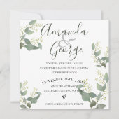 Elegant script | Eucalyptusbladeren | Weddenschap Kaart (Voorkant)