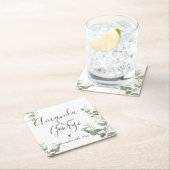 Elegant script | Eucalyptusbladeren | Weddenschap Kartonnen Onderzetters (Insitu)