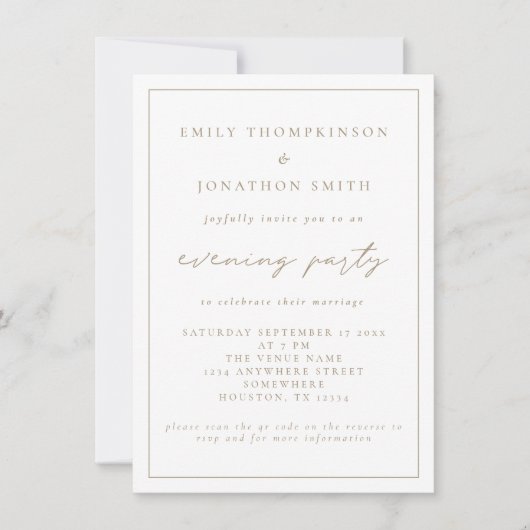 Elegant Script Evening Wedding Uitnodiging (Voorkant)