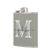 Elegant Script Evergreen Fog Monogram Kitchen Heupfles (Links)