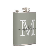 Elegant Script Evergreen Fog Monogram Kitchen Heupfles (Rechts)