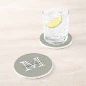 Elegant Script Evergreen Fog Monogram Kitchen Zandsteen Onderzetter (Zijkant)