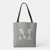 Elegant Script Evergreen Fog Monogram Tote Bag (Achterkant)