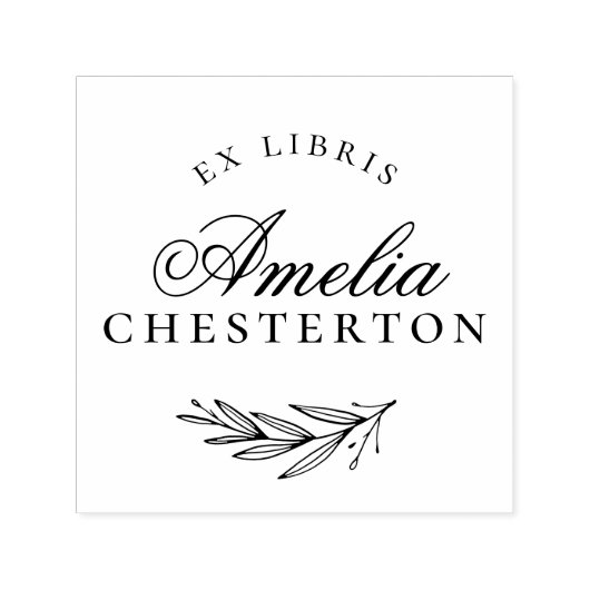 Elegant Script Ex Libris | Aangepaste moderne boek Zelfinktende Stempel (Design)