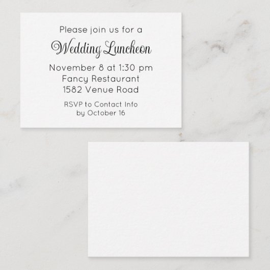 Elegant Script Extra Wedding Event Invitation Informatiekaartje (Voorkant / Achterkant)