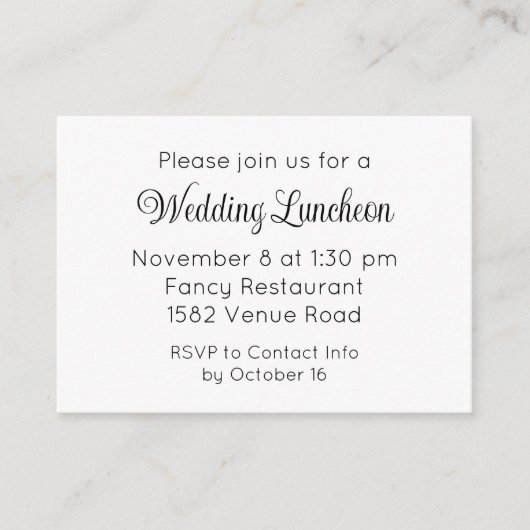 Elegant Script Extra Wedding Event Invitation Informatiekaartje (Voorkant)