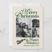 Elegant Script Familie Foto Vakantie Kaart (Voorkant)