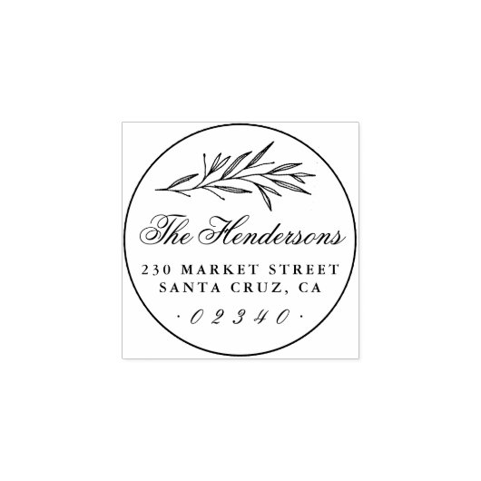 Elegant script familienaam klassiek retouradres rubberstempel (Afrduk)