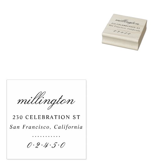 Elegant Script Familienaam & Retouradres Formeel Rubberstempel (Gestempeld)