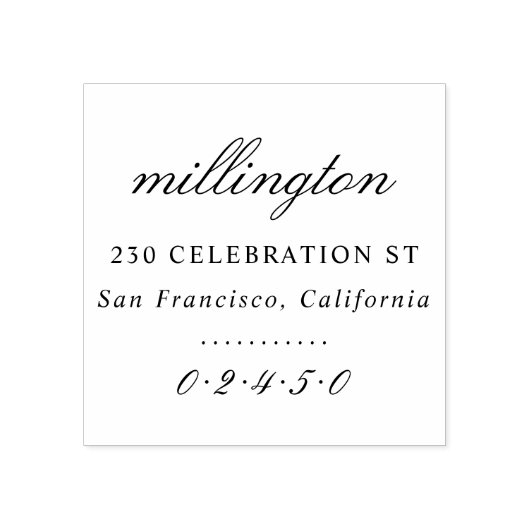 Elegant Script Familienaam & Retouradres Formeel Rubberstempel (Afrduk)