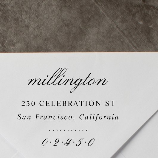 Elegant Script Familienaam & Retouradres Formeel Rubberstempel