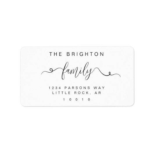 Elegant script familienaam return address label (Voorkant)