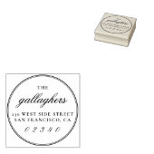 Elegant script familienaam rond retour adres rubberstempel (Gestempeld)