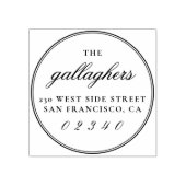 Elegant script familienaam rond retour adres rubberstempel (Afrduk)