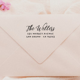 Elegant Script Familienaam & Typografie Adres Rubberstempel