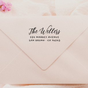 Elegant Script Familienaam & Typografie Adres Rubberstempel