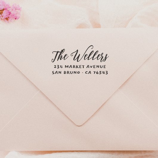 Elegant Script Familienaam & Typografie Adres Rubberstempel