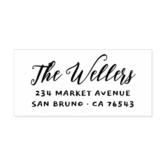 Elegant Script Familienaam & Typografie Adres Rubberstempel (Afrduk)